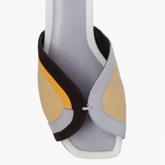 Tory Burch $348 Marquetry Slide Sandals Tan Peachy Lavender MANY SIZES - Picture 5 of 9